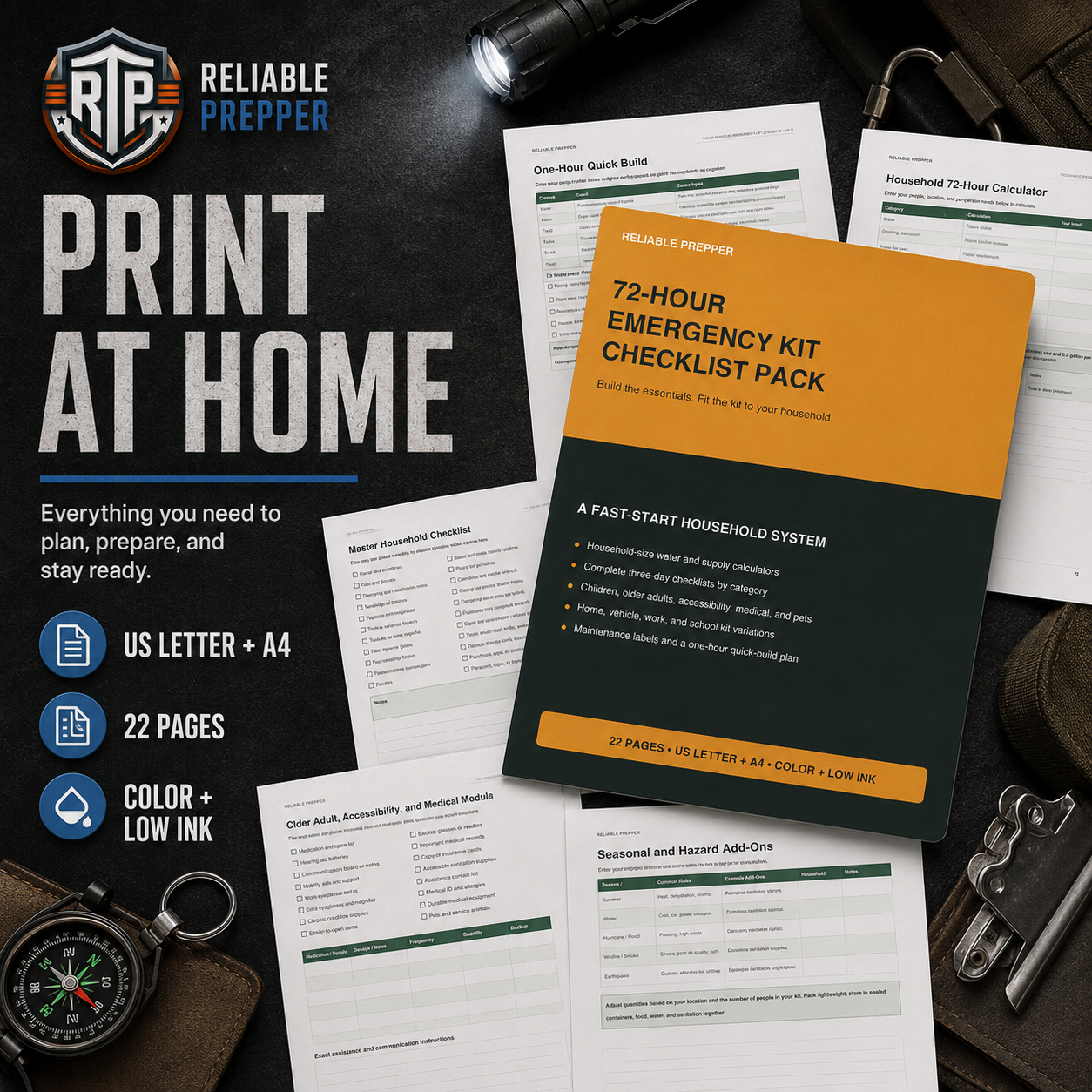 72-Hour Emergency Kit Checklist Pack