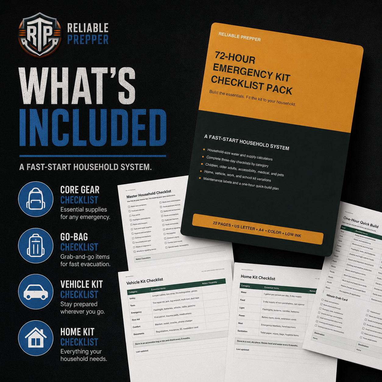 72-Hour Emergency Kit Checklist Pack